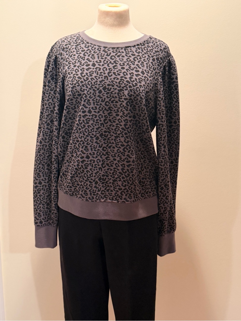 Rails Grey Leopard Print Crewneck Sweatshirt